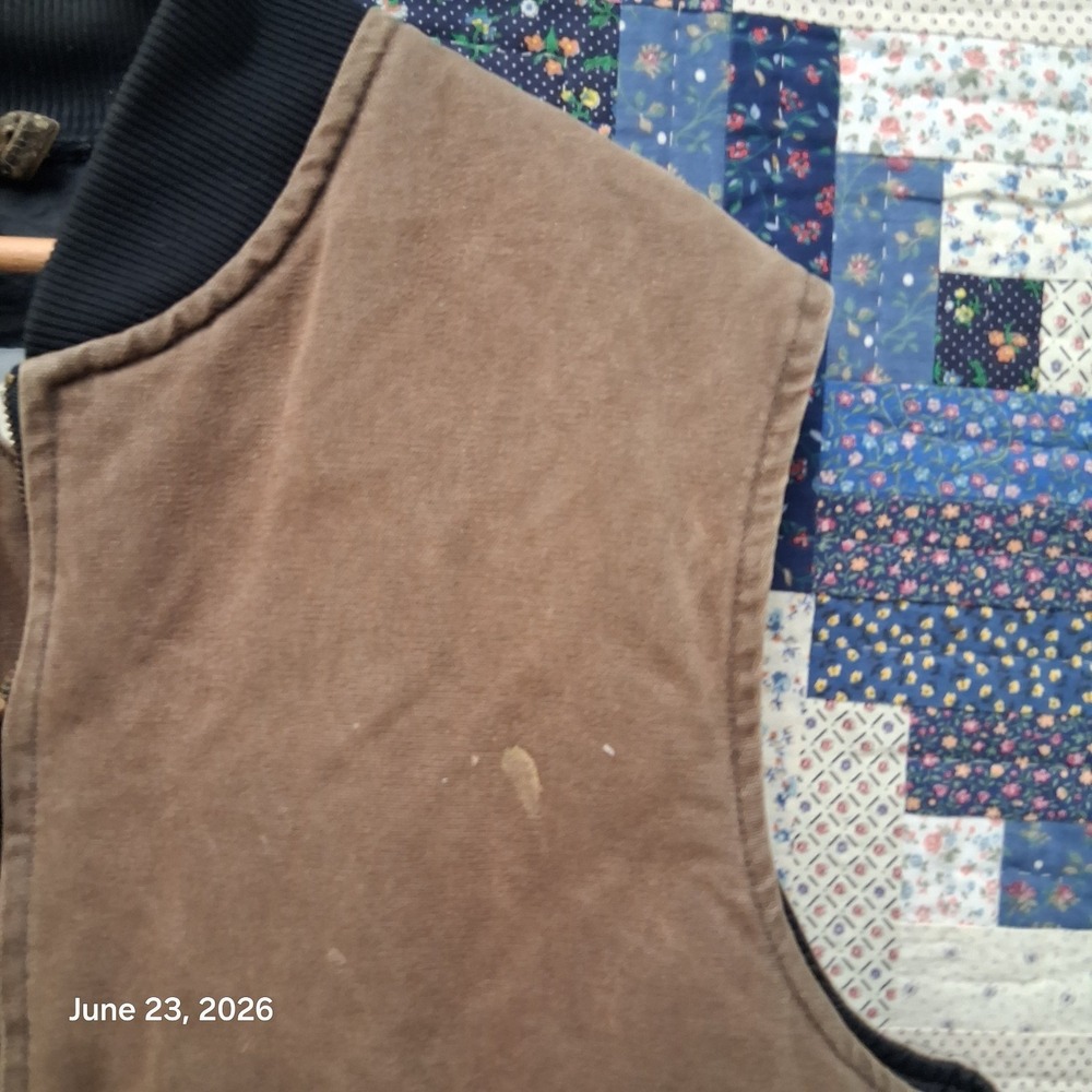 Vintage Carhartt Canvas Work Vest Size 2XL Brown VQ1882 Made in USA 1998 - Picture 2 of 12